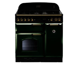 Rangemaster Classic 90 Gas Range Cooker - Green and Brass